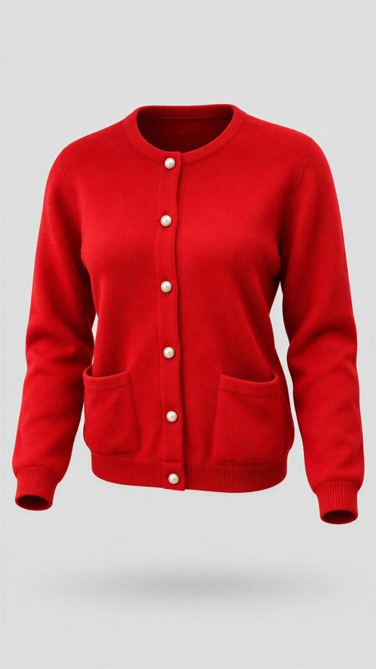 Eagle’s Eye Cardigan Sweater Womens Medium Red Pearl Button Front Pockets